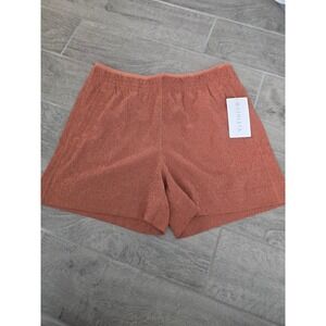 Athleta Echo Women's ShortscRust Orange Textured High Rise Casual Everyday SZ 14